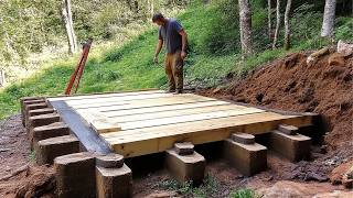 Man Builds 2STORY WOOD HOUSE in the Forest  Start to Finish WoodWolf [upl. by Hansiain]