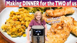 DINNER WITH THE TWO OF US Chicken Tenders Broccoli Stuffing Air Fryer [upl. by Odlaw]