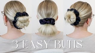 3 Easy Buns For Beginners  PERFECT FOR EVERY DAY  How To Put Your Hair Into A Bun [upl. by Medwin]