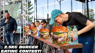 GIGA BURGER EATING CONTEST REAL EATING SPEED  BURGER DAY 2022  PRIZES WORTH 2000 CZK [upl. by Casmey]