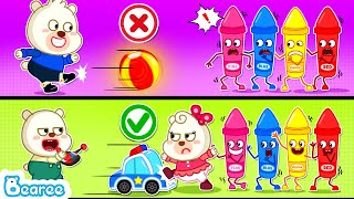 Bearee Tales 🐾 Bearee Be Kind to Crayons 😥 Learn to Be a Good Kid  Education Cartoons for Kids [upl. by Biegel]