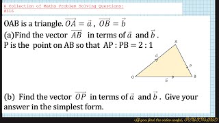 A Collection of Maths Problem Solving Questions316 Vectors [upl. by Newmark]