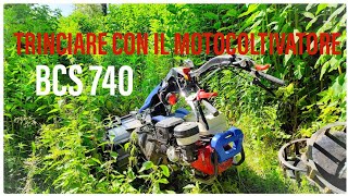 COME TRINCIARE CON IL MOTOCOLTIVATORE BCS 740  trincia rollerblade  ruote super bite in pendenza [upl. by Elolcin]