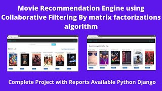 Movie Recommendation System Project Using Collaborative Filtering Python Django Machine Learning [upl. by Kev]