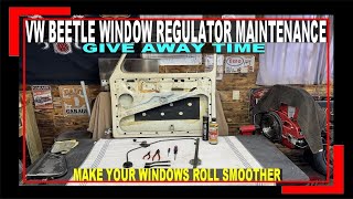 VW BEETLE WINDOW REGULATOR REPAIR FOR STICKY amp HARD TO ROLL WINDOWS  GIVEAWAY TIME  Baja bug [upl. by Meara408]