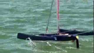 Fast hydrofoiling sailing with RC Multihull [upl. by Rennoc850]