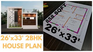 26×33 2Bhk House Plan  26×33 2bhk Ghar Ka Naksha  SAK ARCHITECTURE AND CIVIL DRAUGHTSMANSHIP [upl. by Nylram]