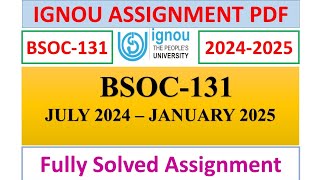 BSOC131 SOLVED ASSIGNMENT 202425 IN ENGLISH  IGNOU [upl. by Cormier]