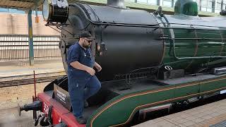 Checking the smokebox door for Nanny 3526 20241006 steam locomotive [upl. by Ettenad]