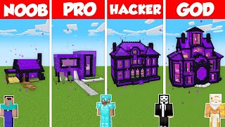 PORTAL BASE HOUSE BUILD CHALLENGE  Minecraft Battle NOOB vs PRO vs HACKER vs GOD  Animation [upl. by Lilaj]