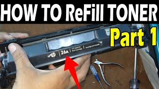 How to refill HP 26a toner cartridge  HP LaserJet pro m402dn  HP LaserJet Pro MFP M426fdn Part 1 [upl. by Ballman498]