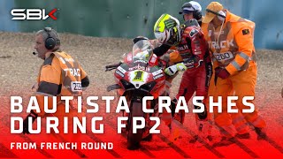 Bautista crashes at Turn 8 during dramatic FP2💥  2024 FrenchWorldSBK 🇫🇷 [upl. by Leupold262]