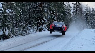 Thierry Neuville Rally Sweden 2024 test Hyundai i20 Rally1 BIG JUMPS [upl. by Ahselet]