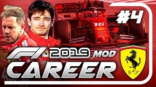 TOP 4 COVERED BY A SECOND ON THE LAST LAP  F1 2019 Mod CAREER MODE Part 4  Ferrari Career [upl. by Elletsirk242]