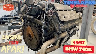 Taking Apart A Perfectly Good 1997 BMW 740IL Engine Complete Tear Down See All The Parts Removed [upl. by Revert58]