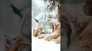 Canadian Lynx Mom amp Kitten in Snowy Wilderness CanadianLynx WildlifeBond [upl. by Melise]