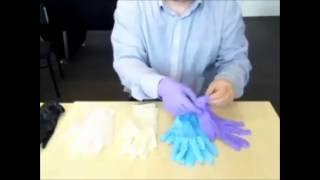 How To Correctly Put On A Pair Of Powder Free Nitrile Gloves [upl. by Buehler]