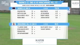 Middlesex County Cricket League  2nd Xl Division Two Round 12  Barnes CC v Winchmore Hill CC [upl. by Anaic154]