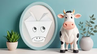 How to Make a Cute Origami Cow 🐄  Easy Paper Craft for Kids  StepbyStep Guide [upl. by Bina]