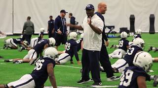 Penn State football holds first spring practice at Holuba Hall [upl. by Ainak]