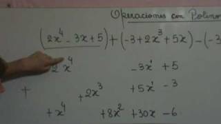 OPERACIONES CON POLINOMIOS SUMA ALGEBRAICAwmv [upl. by Aratahc]