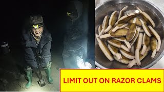 Limit Out On HUGE Razor Clams Catch and Cook [upl. by Kinom]