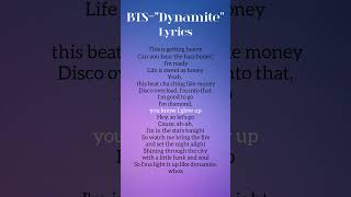 quotDynamitequotBTSsonglyricsytshorts lyrics dynamite [upl. by Jesselyn]