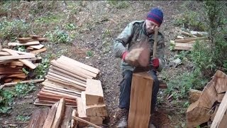 Splitting Shakes from Western Red Cedar Blocks by Hand [upl. by Sivrup]