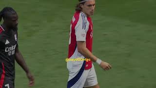 Riccardo Calafiori Arsenal Debut vs Lyon [upl. by Brett]