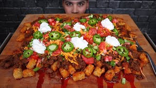 ASMR LOADED TATER TOT NACHOS MUKBANG [upl. by Tobye]