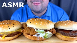 ASMR BURGERS  BURGER KING MUKBANG CHEESEBURGER HAMBURGER amp CHICKEN BURGER EATING SOUNDS [upl. by Lambard]