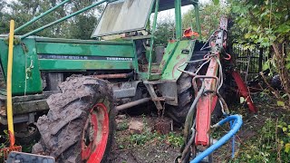 Redémarrage après 5 ans du Fendt 610 ls remorque grue patu 10 t forestmen bucheron forestier [upl. by Diamond]