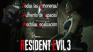 Resident Evil 3 Remake Conseguir Todas las RiñonerasMochilasAumentos de Espacio [upl. by Warchaw]