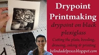 How to make a drypoint print from black plexiglass  Printmaking Tutorial [upl. by Akeihsal]