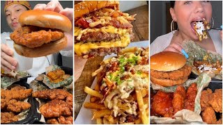 TikTok mukbang compilation  wingstop chipotle and more [upl. by Nnyroc665]