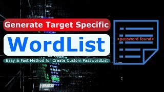 Hindi How to generate target based Wordlists  Password List in Kali Linux [upl. by Sill]