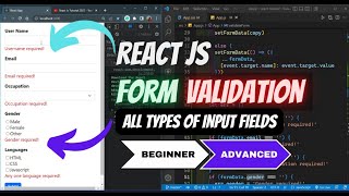 Form Validation for ALL TYPES of INPUT FIELDS Beginner TO ADVANCED Level  React Js Tutorial [upl. by Cosme565]