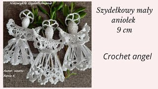 Mały aniołek na szydełko 9 cm wysokości Wzór autorski  Crochet angel tutorial No 3 [upl. by Brunn]