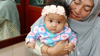 Crying The Best Video Funny Baby Ear Piercing Baby beautiful ribbon 🎀 [upl. by Ecyarg]