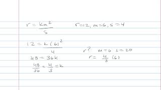 r varies directly as the square of m and inversely as s [upl. by Sirromal176]