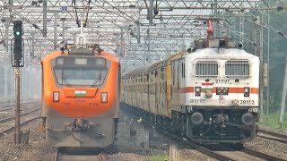 🔥AMRIT BHARAT  PURVANCHAL EXPRESS 130 vs 110 KMPH TRAIN BATTLES  DANGEROUS TRACK SOUND [upl. by Konstantine]