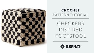 Checkers Inspired Crochet Footstool Tutorial  Easy Pattern [upl. by Adliw]