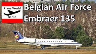 Belgian Air Force Embraer ERJ135 CE01 landing in Berlin TXL [upl. by Otter]