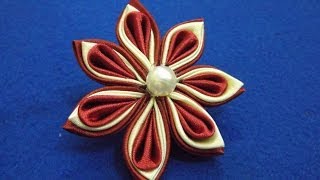 DIY Kanzashi Flower  Simple amp Easy Tutorial  MyInDulzens [upl. by Shaper]