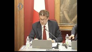 Giancarlo Giorgetti Sala del Mappamondo di Montecitorio le Commissioni Bilancio di Camera e Senato [upl. by Corbie]