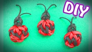 LOOMLESS Rainbow Loom Band Charm  Quick and Easy Lady Bug [upl. by Leifeste]