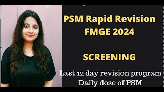 PSM RAPID REVISION FOR FMGE WITH MCQsDAILY DOSE OF PSM  SCREENING fmge fmgeexam neetpg [upl. by Aroz697]