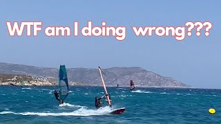 Windsurfing at Karpathos  learning jibe in 30kn 💨 [upl. by Mcevoy813]