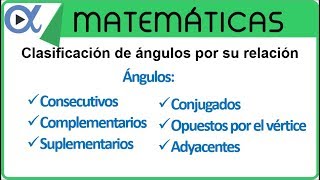 Clasificación de ángulos por su relación  Geometría  Vitual [upl. by Aritak]