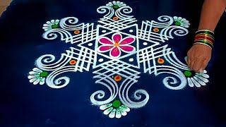 Navaratri special rangoli design 🌺 Traditional Friday Rangoli design [upl. by Eimiaj]